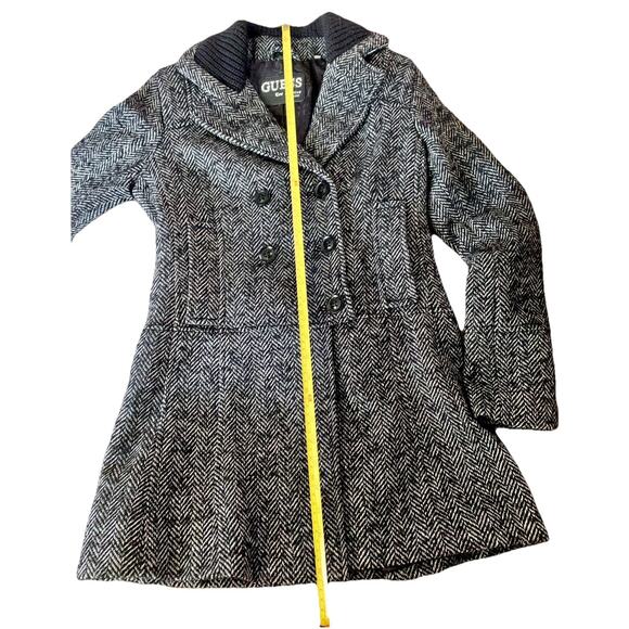 VTG 90s GUESS LA 1981 Wool Blend Double-Breasted Lined Tweed Peacoat WMNS SZ SM - Picture 13 of 16